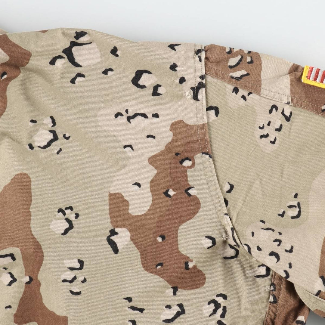 1980'S US Army Camouflage Pattern 6C Desert Chocolate Chip Camo Military Combat Jacket, Men's Size M (Equivalent), Vintage Nylon Khaki type brown Vintage Second Hand