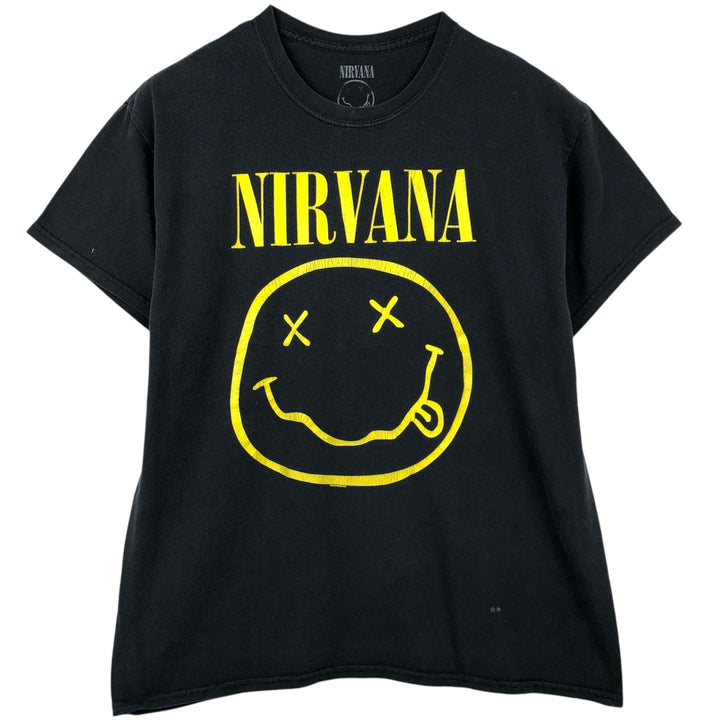 NIRVANA Nirvana Band T-shirt, Band T, Men's L size cotton black type Vintage Second Hand