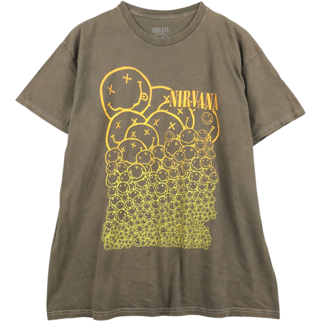NIRVANA Nirvana Band T-shirt, Band T, Men's XL size cotton Khaki type Vintage Second Hand