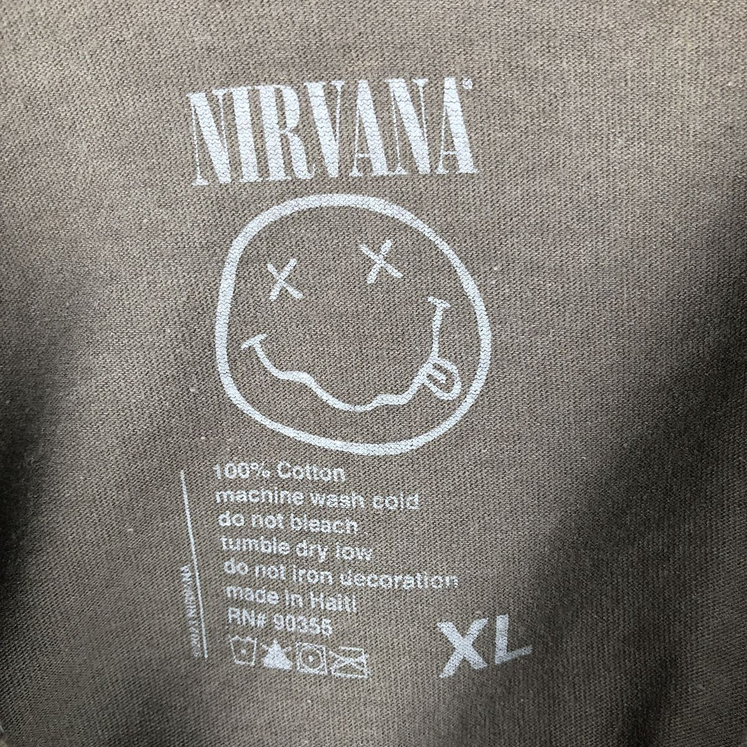 NIRVANA Nirvana Band T-shirt, Band T, Men's XL size cotton Khaki type Vintage Second Hand