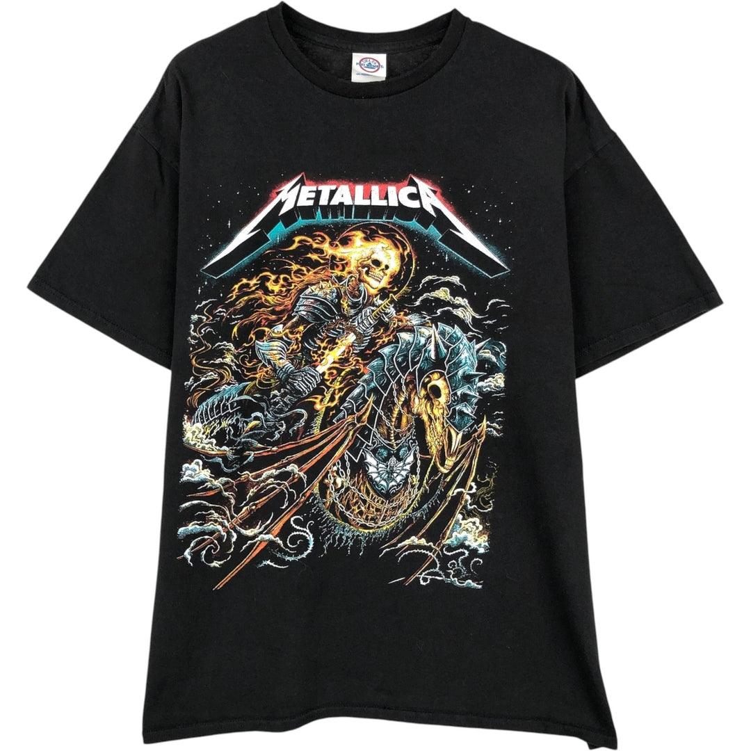 METALLICA Skull Pattern Band T-shirt Band Tee Men's L size cotton black type Vintage Second Hand