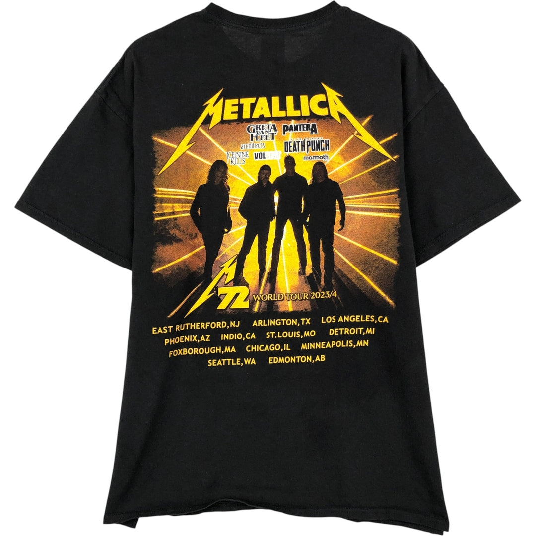 METALLICA Skull Pattern Band T-shirt Band Tee Men's L size cotton black type Vintage Second Hand