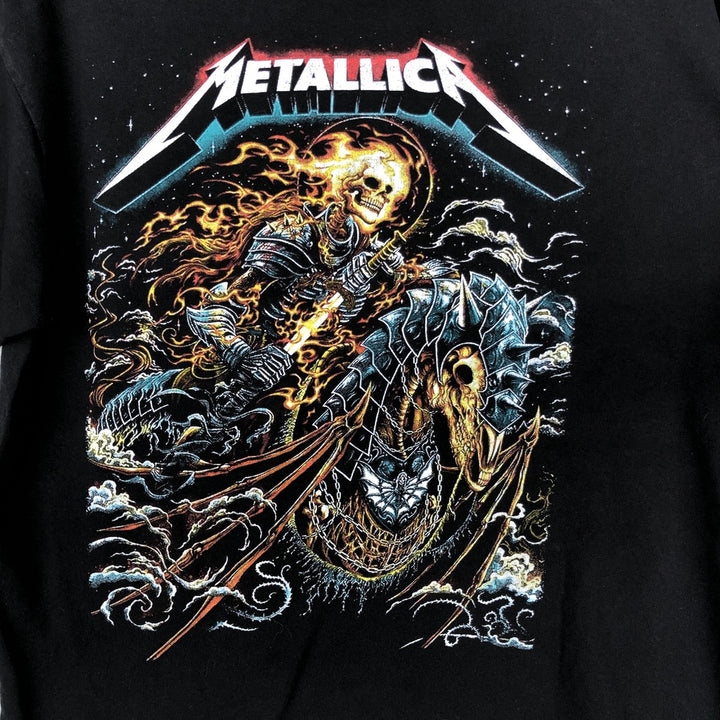 METALLICA Skull Pattern Band T-shirt Band Tee Men's L size cotton black type Vintage Second Hand