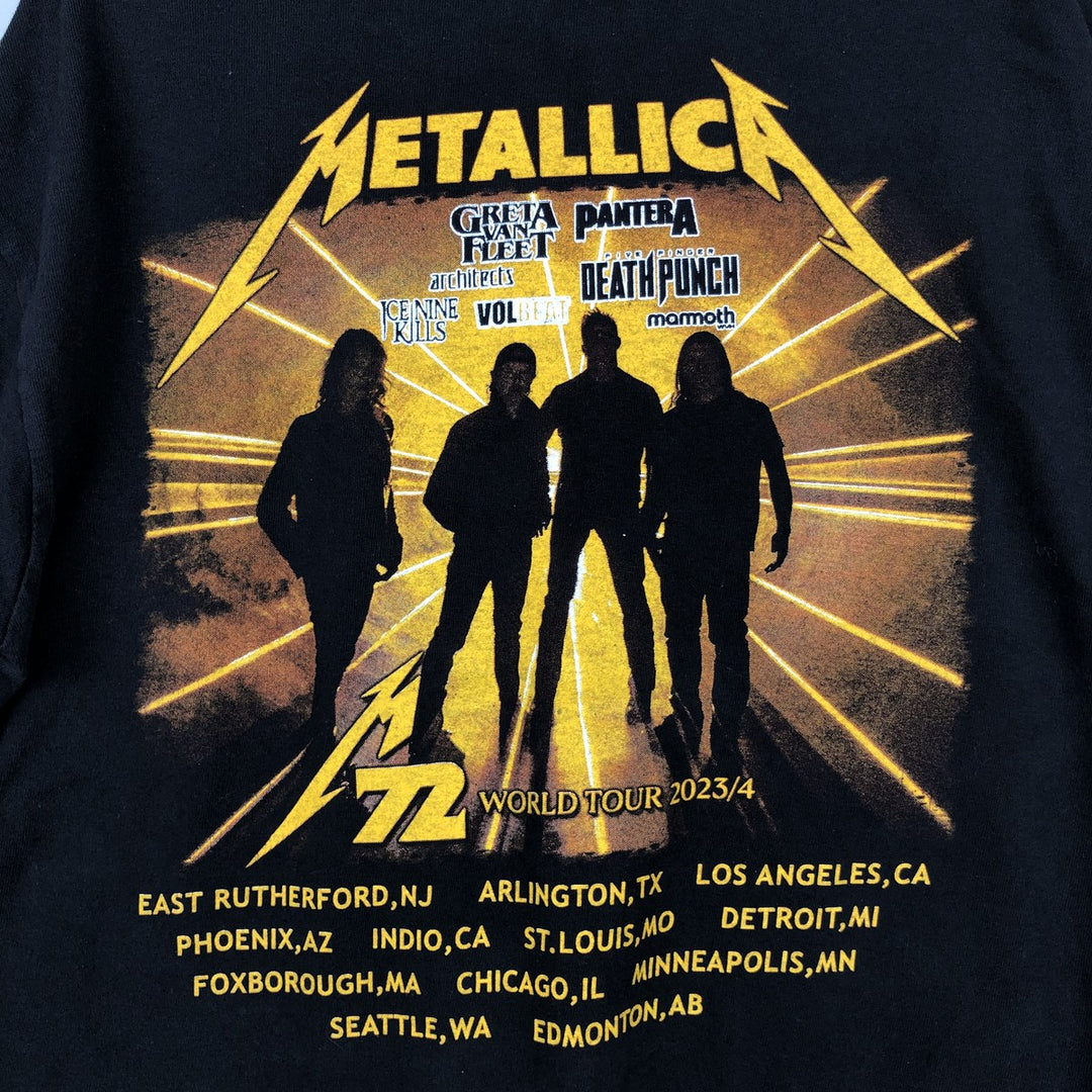 METALLICA Skull Pattern Band T-shirt Band Tee Men's L size cotton black type Vintage Second Hand