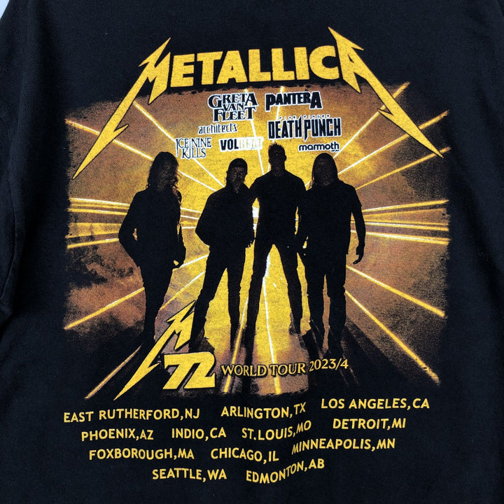METALLICA Skull Pattern Band T-shirt Band Tee Men's L size cotton black type Vintage Second Hand