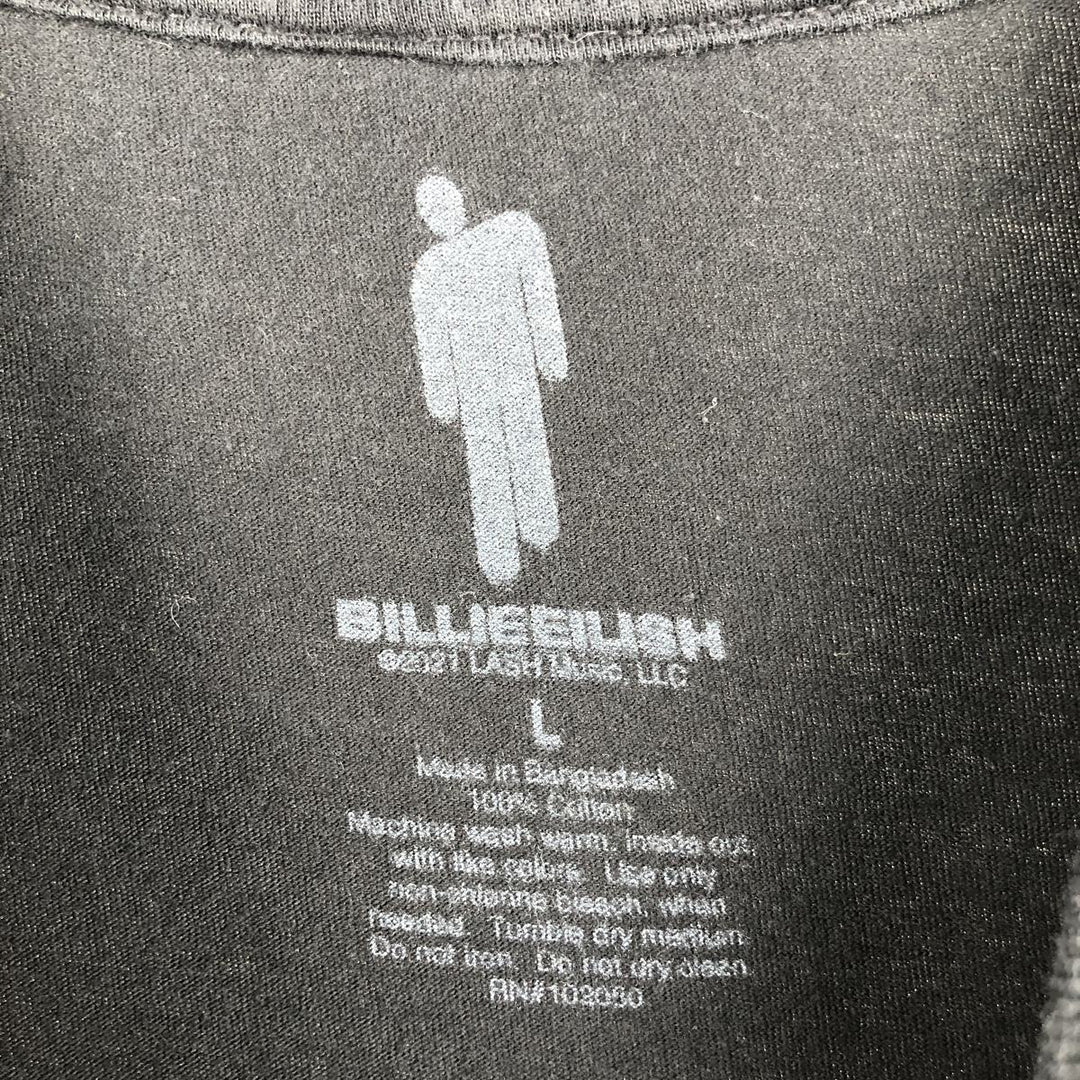 BILLIE EILISH Billie Eilish Band T-shirt Band T Men's L size cotton black type Vintage Second Hand
