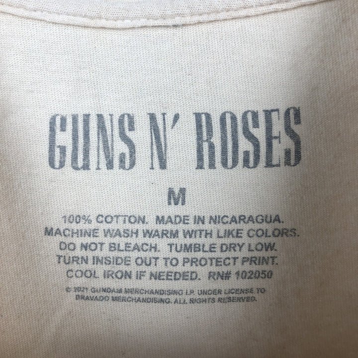 GUNS N' ROSES Skull Pattern Band T-shirt, Men's M size cotton Beige type Vintage Second Hand