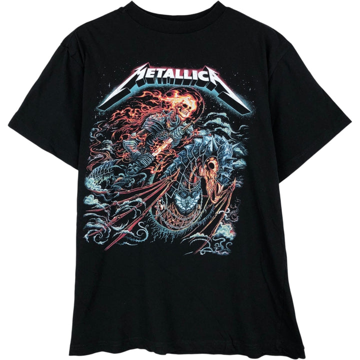 METALLICA Skull Pattern Band T-shirt Band Tee Men's M size unclear black type Vintage Second Hand