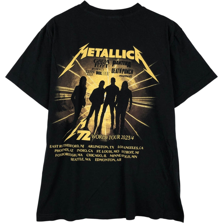 METALLICA Skull Pattern Band T-shirt Band Tee Men's M size unclear black type Vintage Second Hand