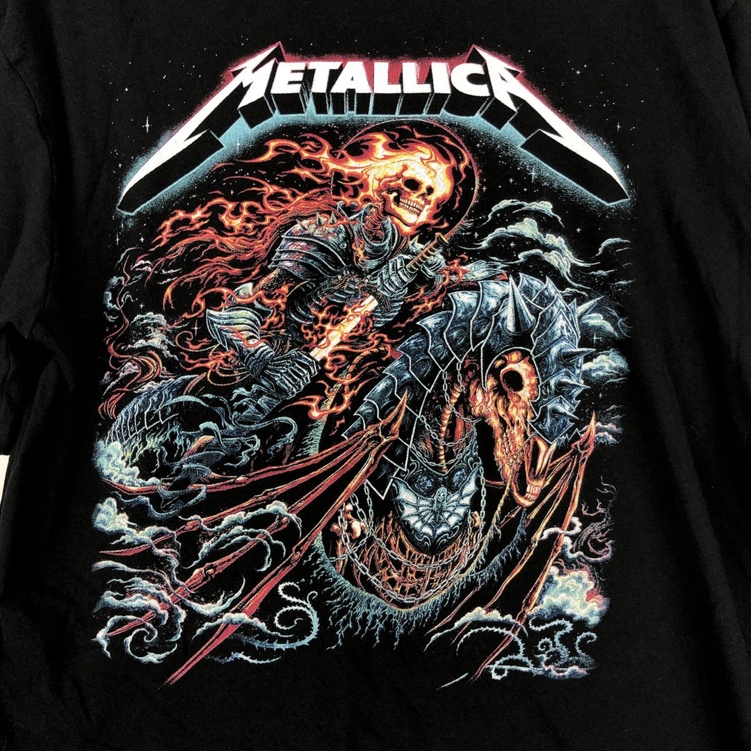 METALLICA Skull Pattern Band T-shirt Band Tee Men's M size unclear black type Vintage Second Hand