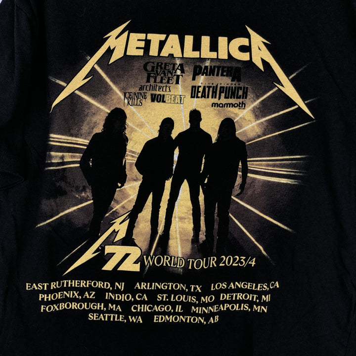 METALLICA Skull Pattern Band T-shirt Band Tee Men's M size unclear black type Vintage Second Hand