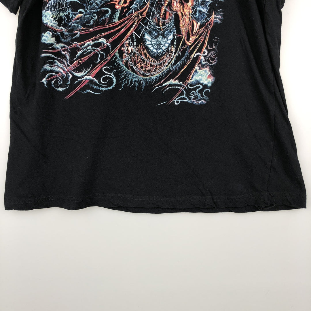 METALLICA Skull Pattern Band T-shirt Band Tee Men's M size unclear black type Vintage Second Hand