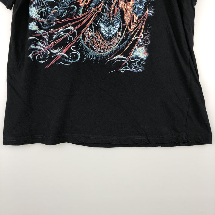 METALLICA Skull Pattern Band T-shirt Band Tee Men's M size unclear black type Vintage Second Hand