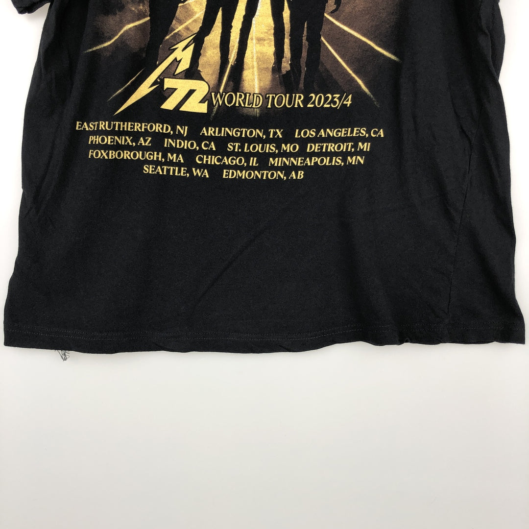 METALLICA Skull Pattern Band T-shirt Band Tee Men's M size unclear black type Vintage Second Hand