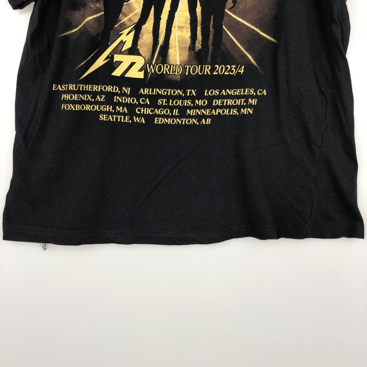 METALLICA Skull Pattern Band T-shirt Band Tee Men's M size unclear black type Vintage Second Hand