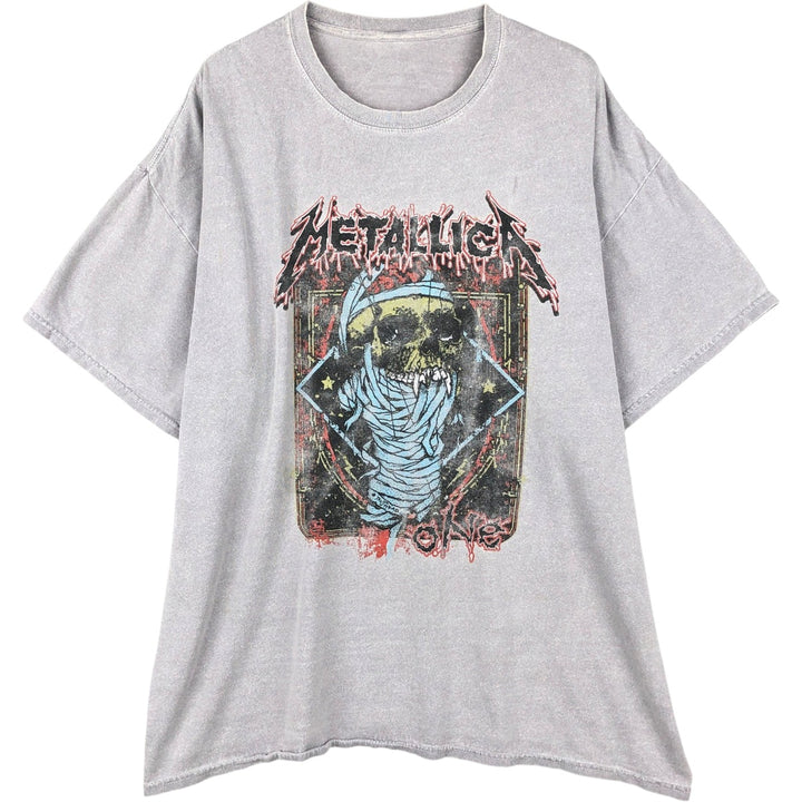 METALLICA Skull Pattern Band T-shirt, Band Tee, Men's XL size unclear gray type Vintage Second Hand
