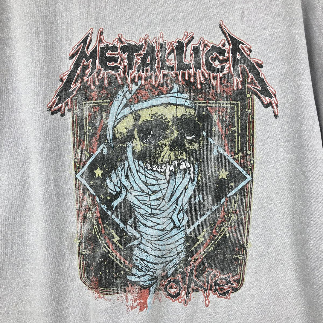 METALLICA Skull Pattern Band T-shirt, Band Tee, Men's XL size unclear gray type Vintage Second Hand