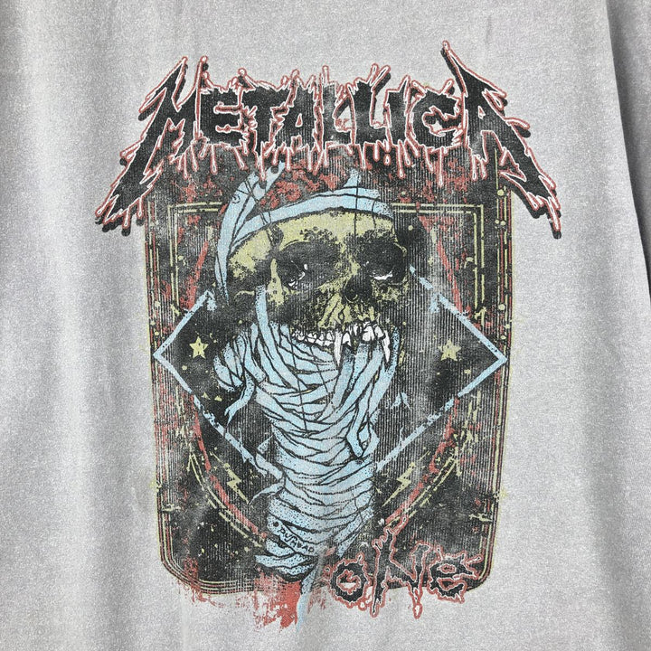 METALLICA Skull Pattern Band T-shirt, Band Tee, Men's XL size unclear gray type Vintage Second Hand