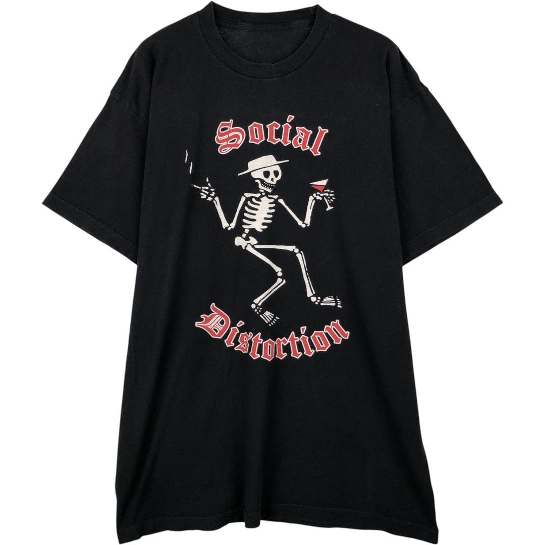 Social Distortion Skull Pattern Band T-Shirt (Men's XL equivalent) unclear black type Vintage Second Hand