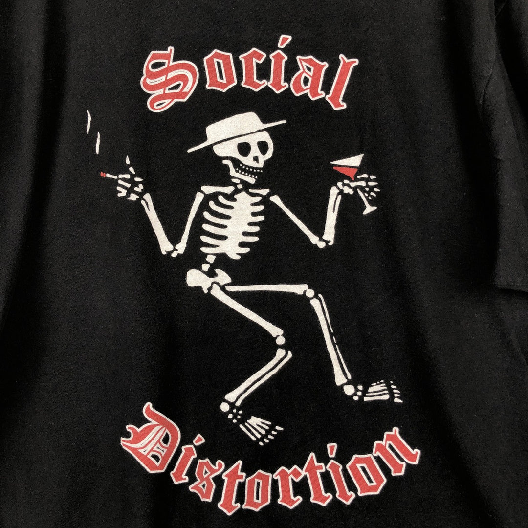 Social Distortion Skull Pattern Band T-Shirt (Men's XL equivalent) unclear black type Vintage Second Hand