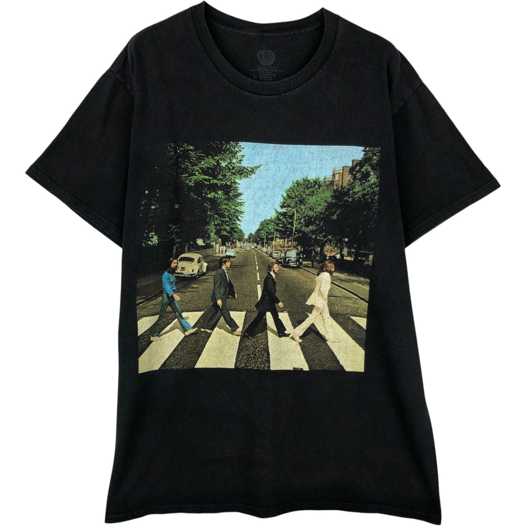 THE BEATLES Band T-shirt, Men's L size unclear black type Vintage Second Hand