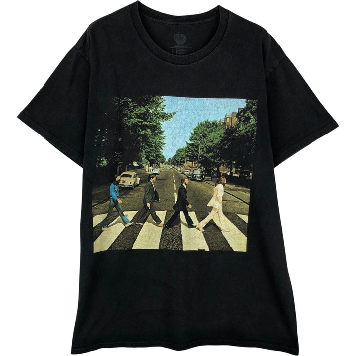 THE BEATLES Band T-shirt, Men's L size unclear black type Vintage Second Hand