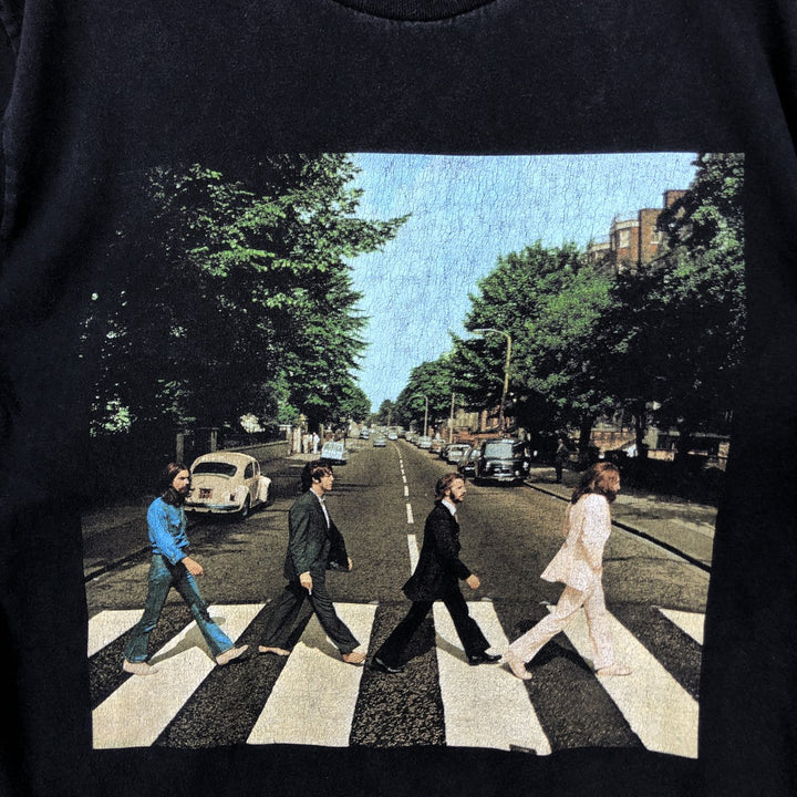THE BEATLES Band T-shirt, Men's L size unclear black type Vintage Second Hand