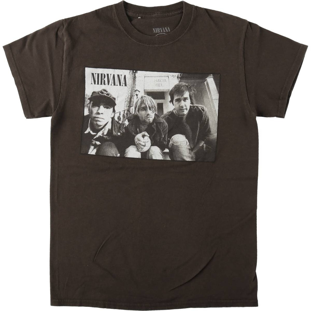 NIRVANA Nirvana Band T-shirt Band T Men's S size cotton brown type Vintage Second Hand