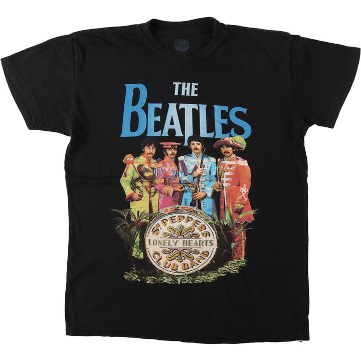 THE BEATLES Band T-shirt, Men's M size cotton black type Vintage Second Hand