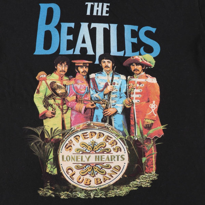 THE BEATLES Band T-shirt, Men's M size cotton black type Vintage Second Hand