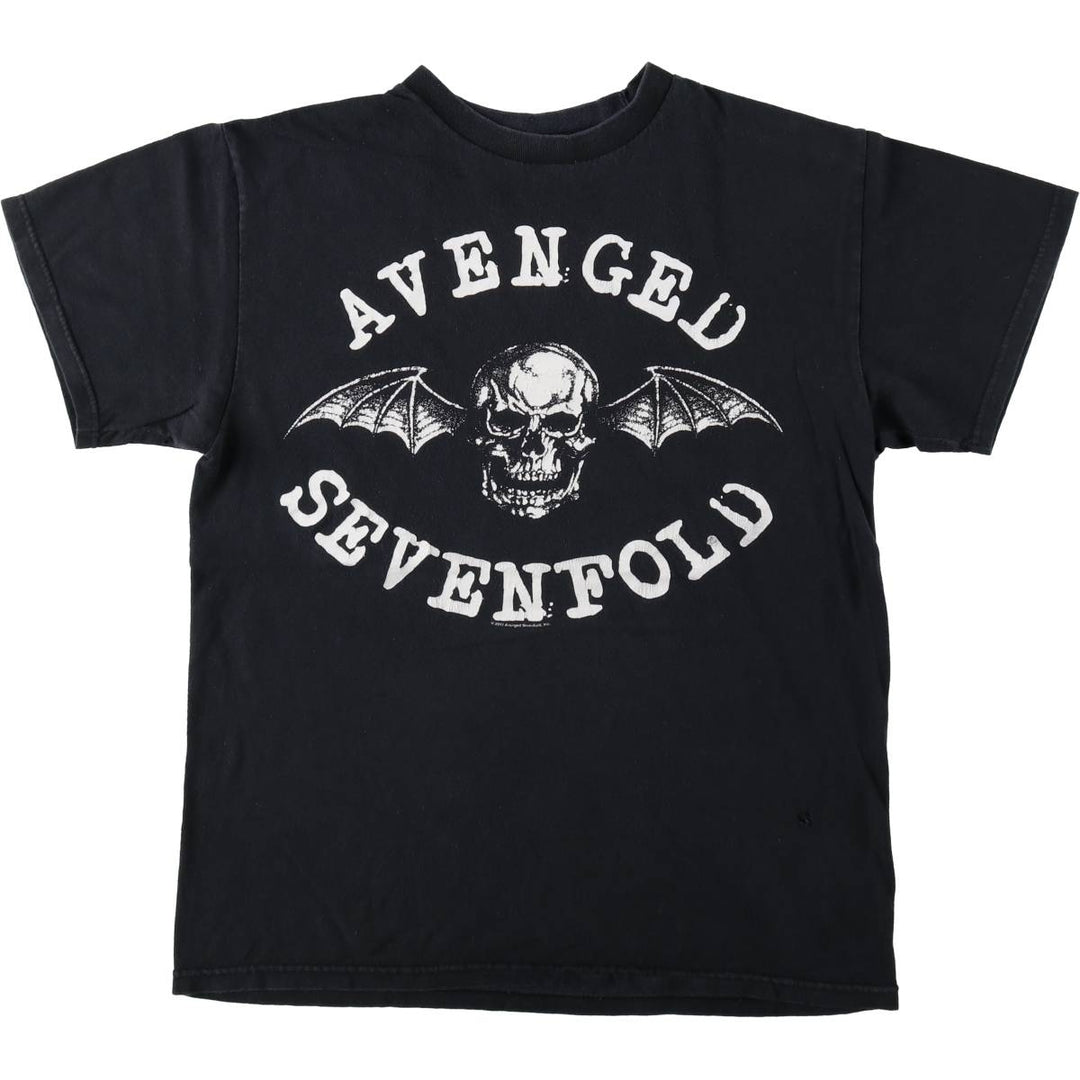 AVENGED SEVENFOLD Skull Wing Band T-Shirt (Men's XL equivalent) unclear black type Vintage Second Hand