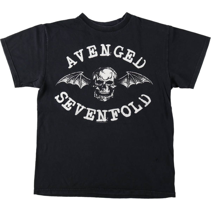AVENGED SEVENFOLD Skull Wing Band T-Shirt (Men's XL equivalent) unclear black type Vintage Second Hand