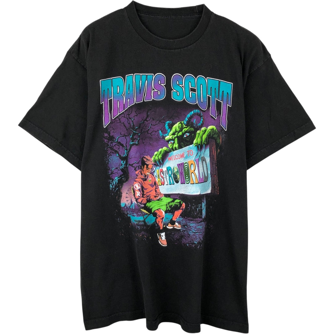 TRAVIS SCOTT rap t-shirt, men's size XL (approx.) unclear black type Vintage Second Hand