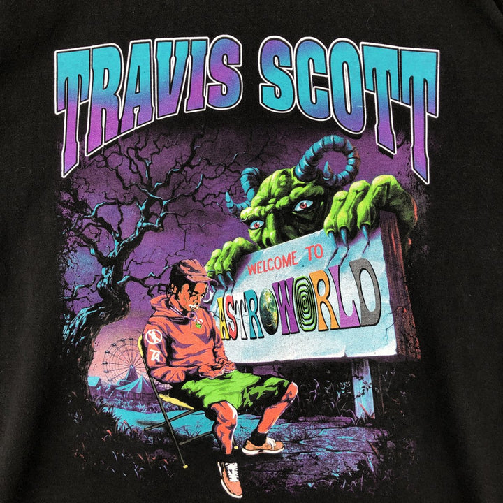 TRAVIS SCOTT rap t-shirt, men's size XL (approx.) unclear black type Vintage Second Hand