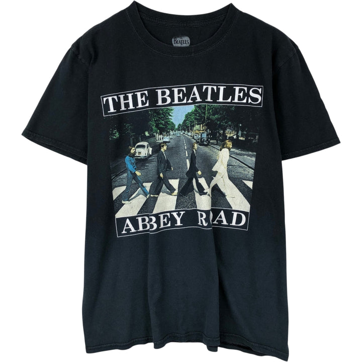 THE BEATLES Band T-shirt, Men's L size cotton black type Vintage Second Hand