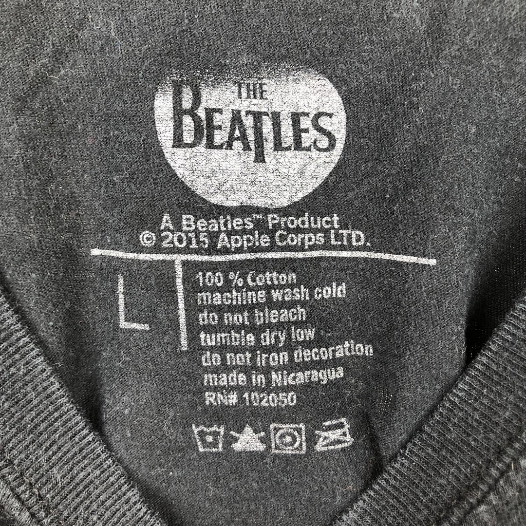 THE BEATLES Band T-shirt, Men's L size cotton black type Vintage Second Hand