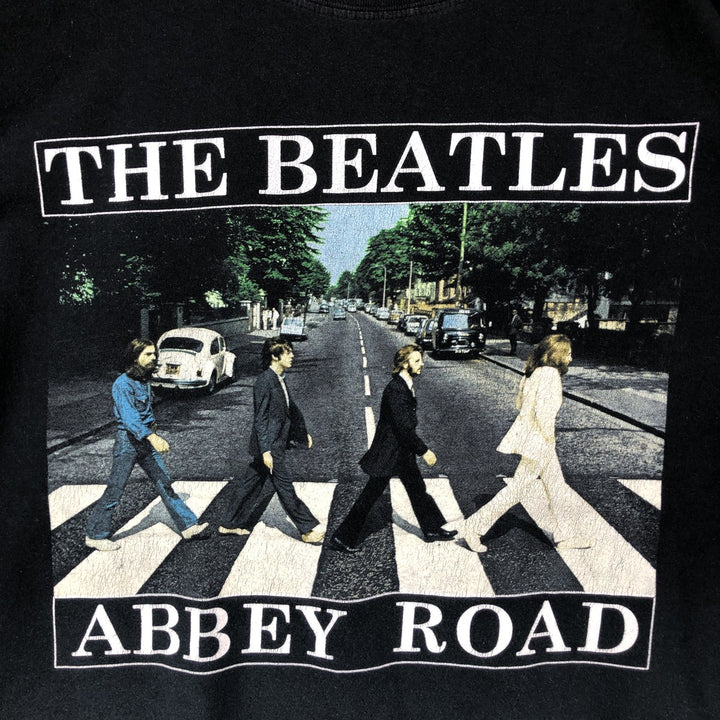 THE BEATLES Band T-shirt, Men's L size cotton black type Vintage Second Hand