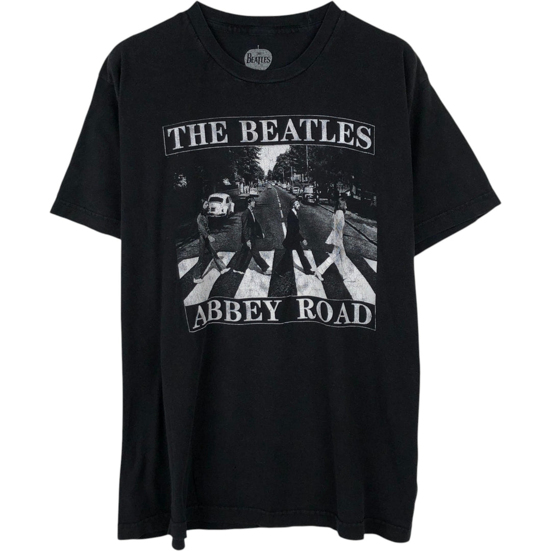 THE BEATLES Band T-shirt, Men's L size cotton black type Vintage Second Hand