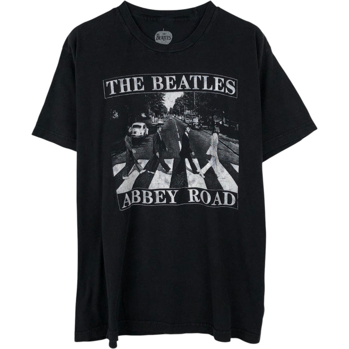 THE BEATLES Band T-shirt, Men's L size cotton black type Vintage Second Hand
