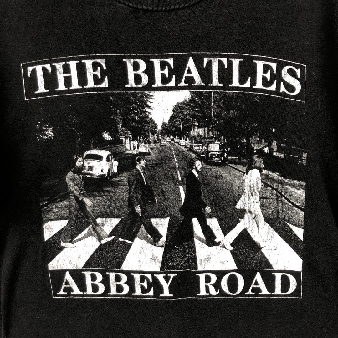 THE BEATLES Band T-shirt, Men's L size cotton black type Vintage Second Hand