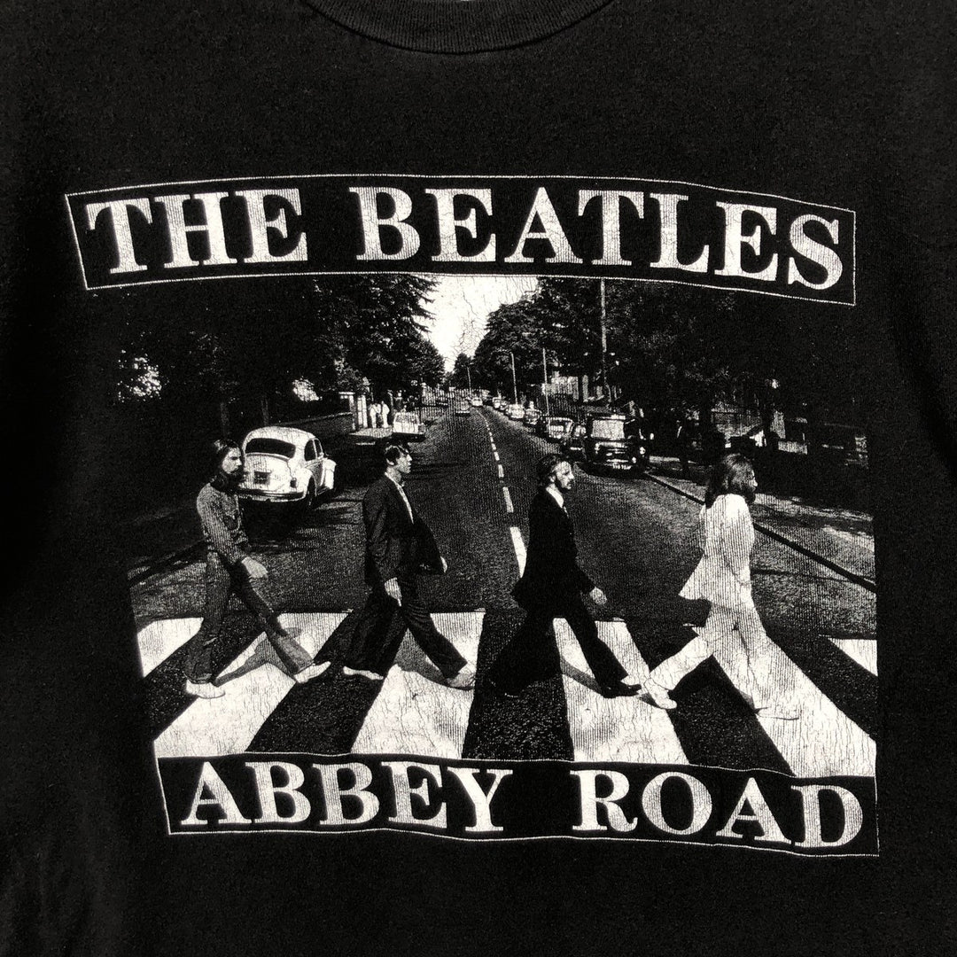 THE BEATLES Band T-shirt, Men's M size cotton black type Vintage Second Hand
