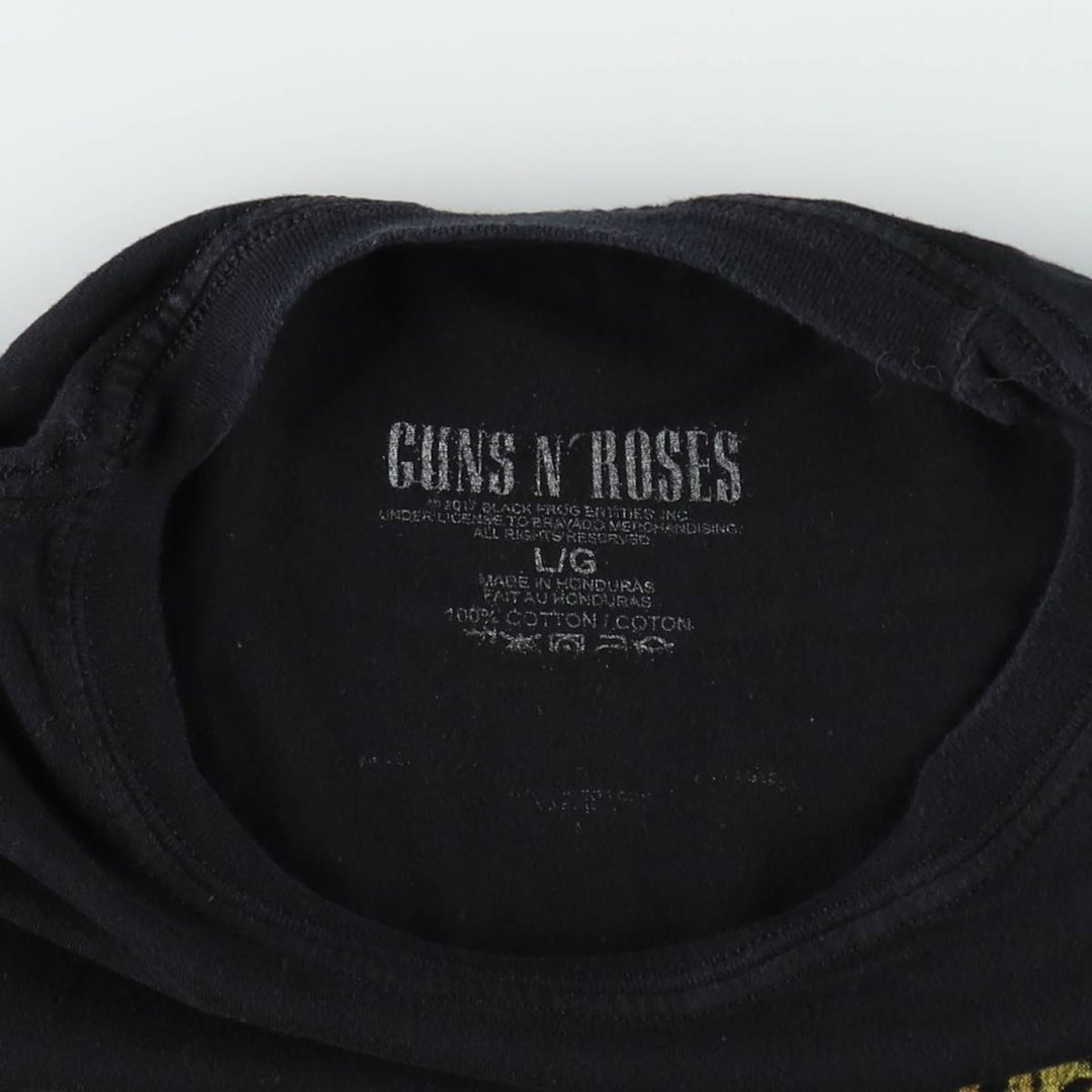 GUNS N' ROSES Skull Pattern Band T-shirt, Band Tee, Men's L size cotton black type Vintage Second Hand