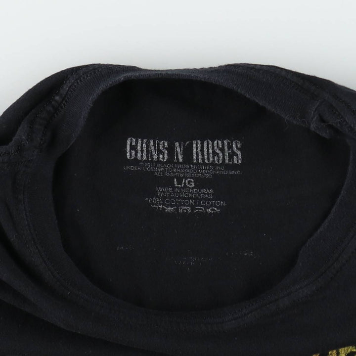 GUNS N' ROSES Skull Pattern Band T-shirt, Band Tee, Men's L size cotton black type Vintage Second Hand