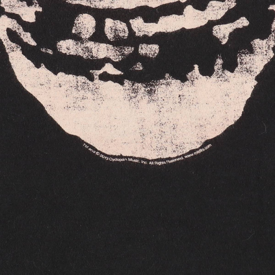 MISFITS Skull Pattern Band T-shirt, Men's M size cotton black type Vintage Second Hand