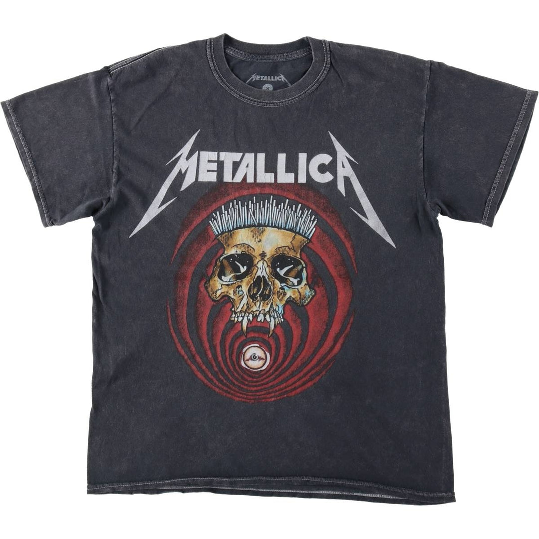 METALLICA Skull Pattern Band T-Shirt, Men's Size Small cotton Charcoal Vintage Second Hand