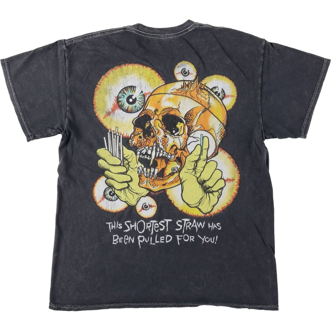 METALLICA Skull Pattern Band T-Shirt, Men's Size Small cotton Charcoal Vintage Second Hand