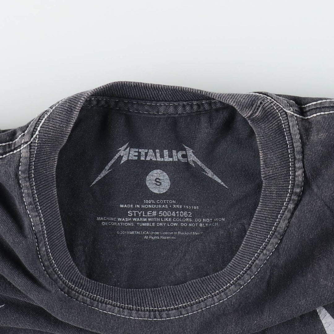 METALLICA Skull Pattern Band T-Shirt, Men's Size Small cotton Charcoal Vintage Second Hand