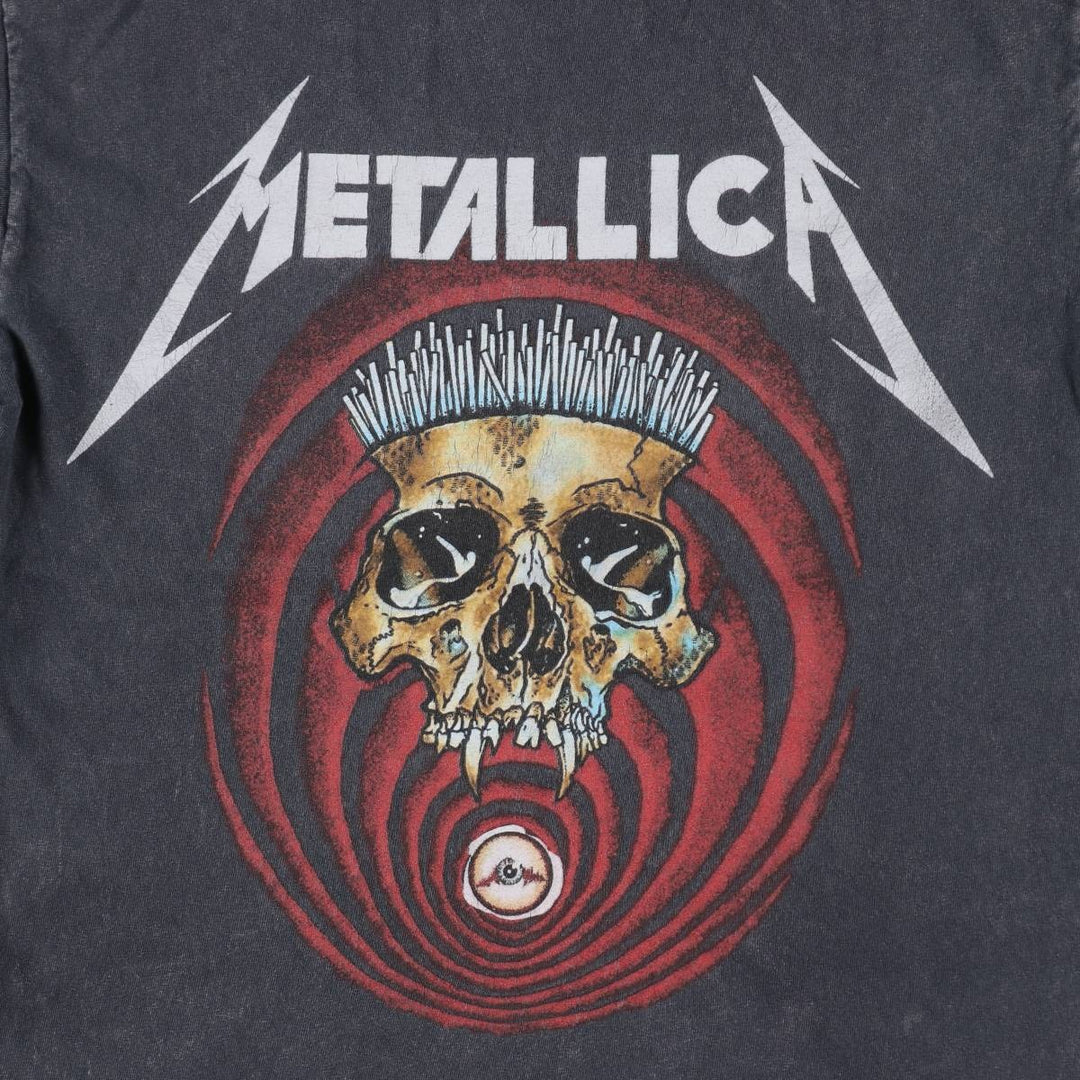 METALLICA Skull Pattern Band T-Shirt, Men's Size Small cotton Charcoal Vintage Second Hand