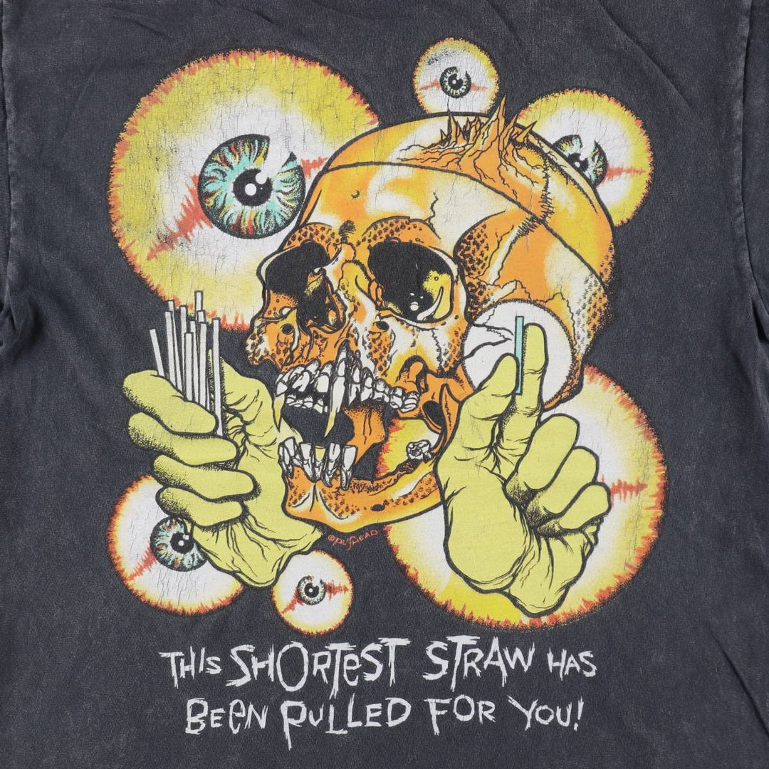 METALLICA Skull Pattern Band T-Shirt, Men's Size Small cotton Charcoal Vintage Second Hand