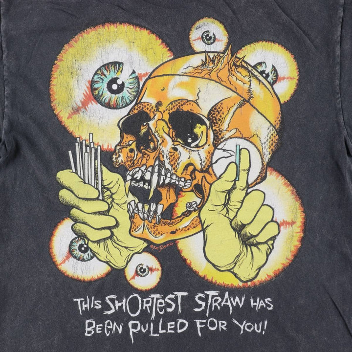 METALLICA Skull Pattern Band T-Shirt, Men's Size Small cotton Charcoal Vintage Second Hand